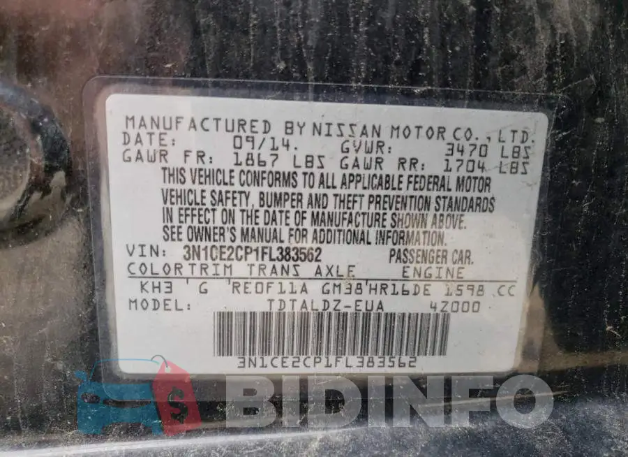 3N1CE2CP1FL383562 Photo# 12