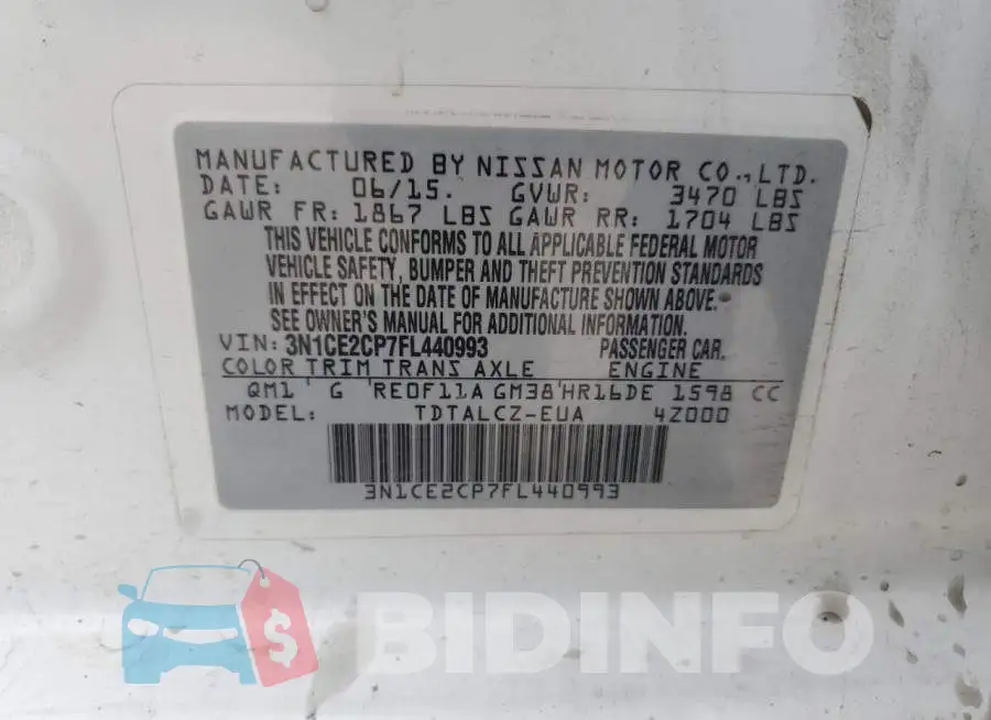3N1CE2CP7FL440993 Photo# 12