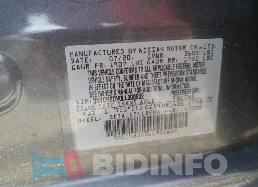 3N1CN8DV0LL900832 Photo# 12
