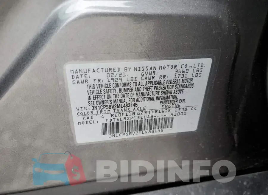 3N1CP5BV2ML483145 Photo# 13