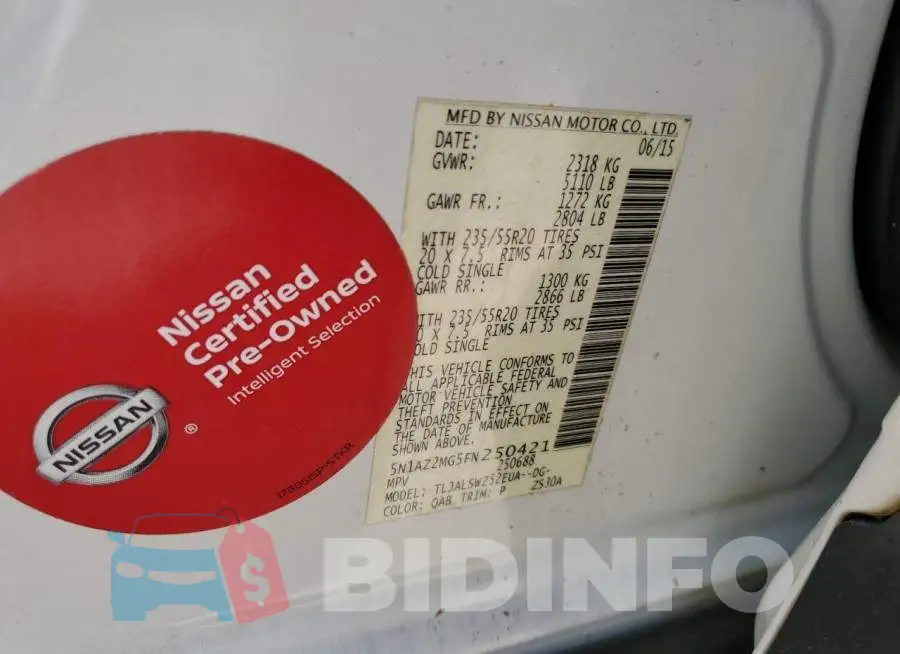 5N1AZ2MG5FN250421 Photo# 13