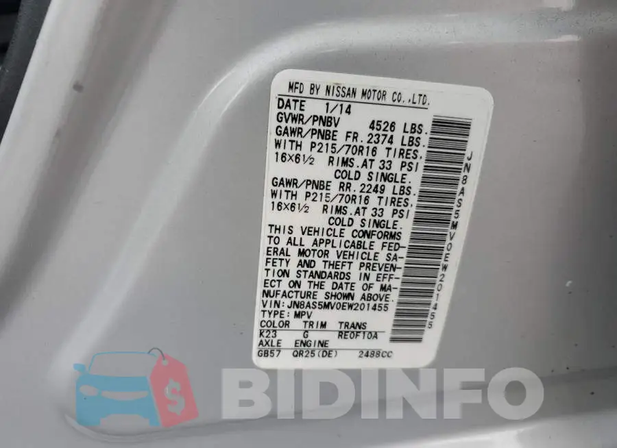 JN8AS5MV0EW201455 Photo# 12