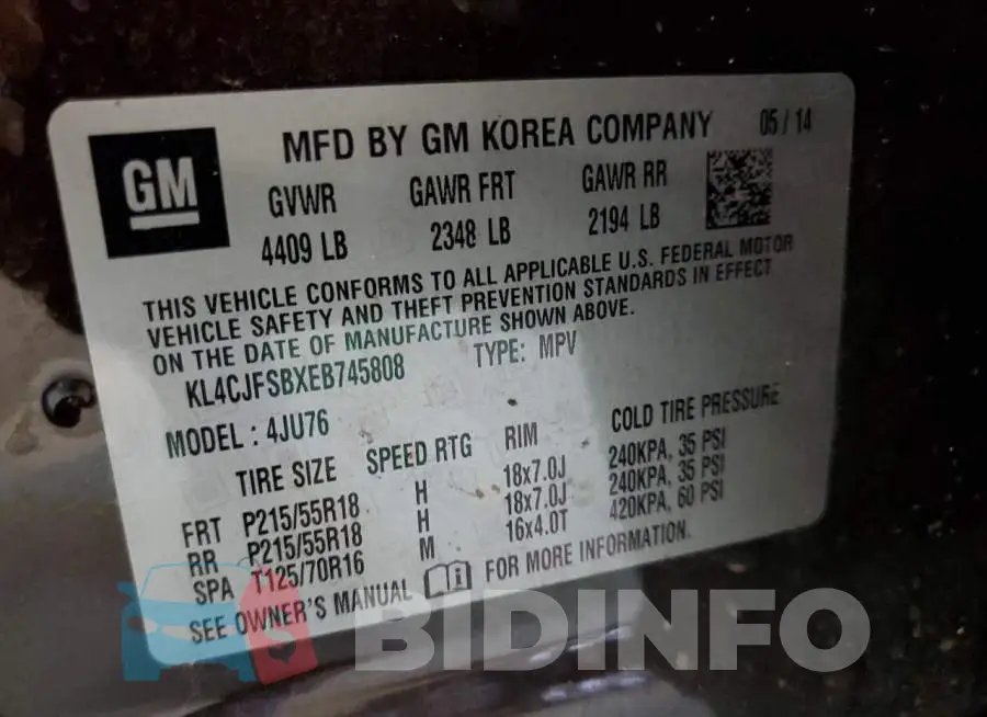 KL4CJFSBXEB745808 Photo# 13