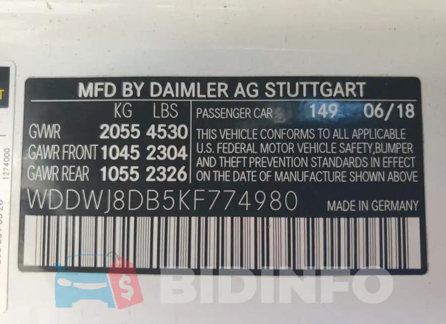 WDDWJ8DB5KF774980 Photo# 12