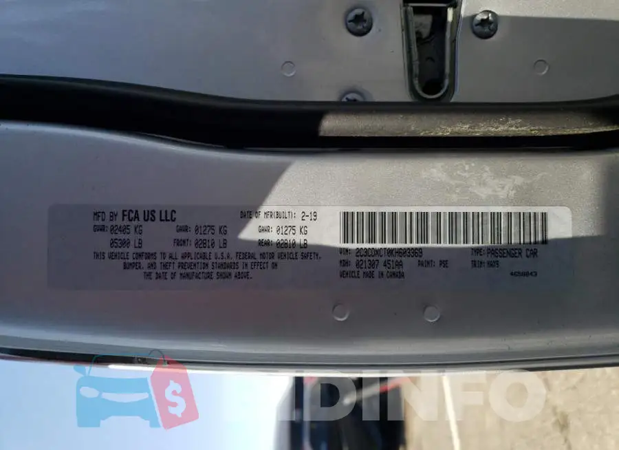 2C3CDXCT0KH603369 Photo# 12