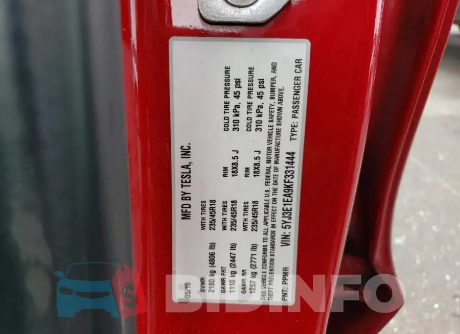 5YJ3E1EA9KF331444 Photo# 12
