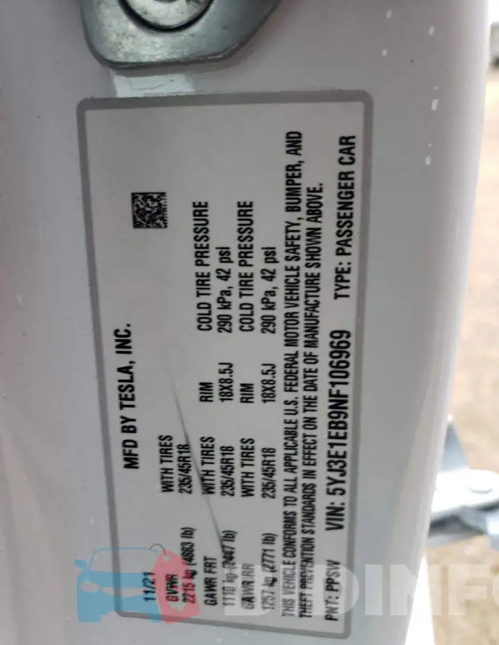 5YJ3E1EB9NF106969 Photo# 13