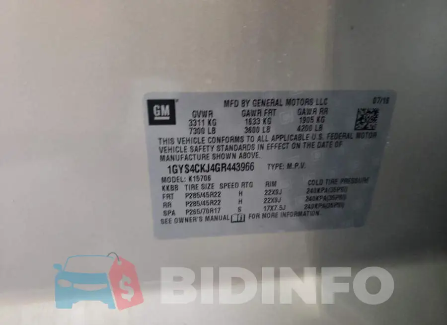 1GYS4CKJ4GR443966 Photo# 14