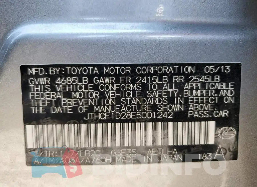 JTHCF1D28E5001242 Photo# 12