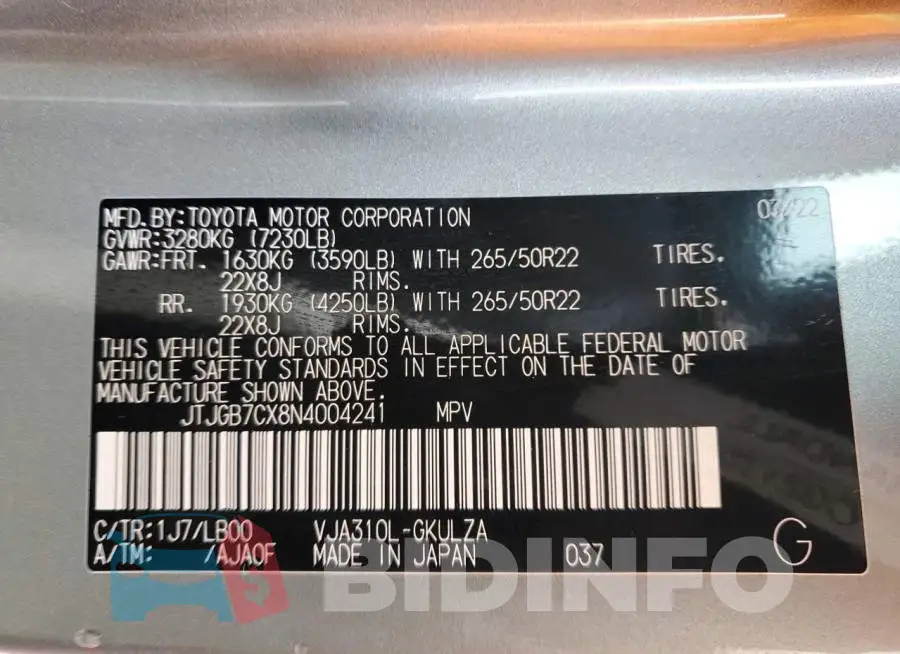 JTJGB7CX8N4004241 Photo# 14