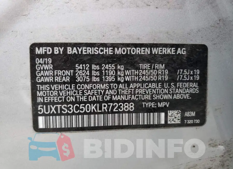 5UXTS3C50KLR72388 Photo# 13