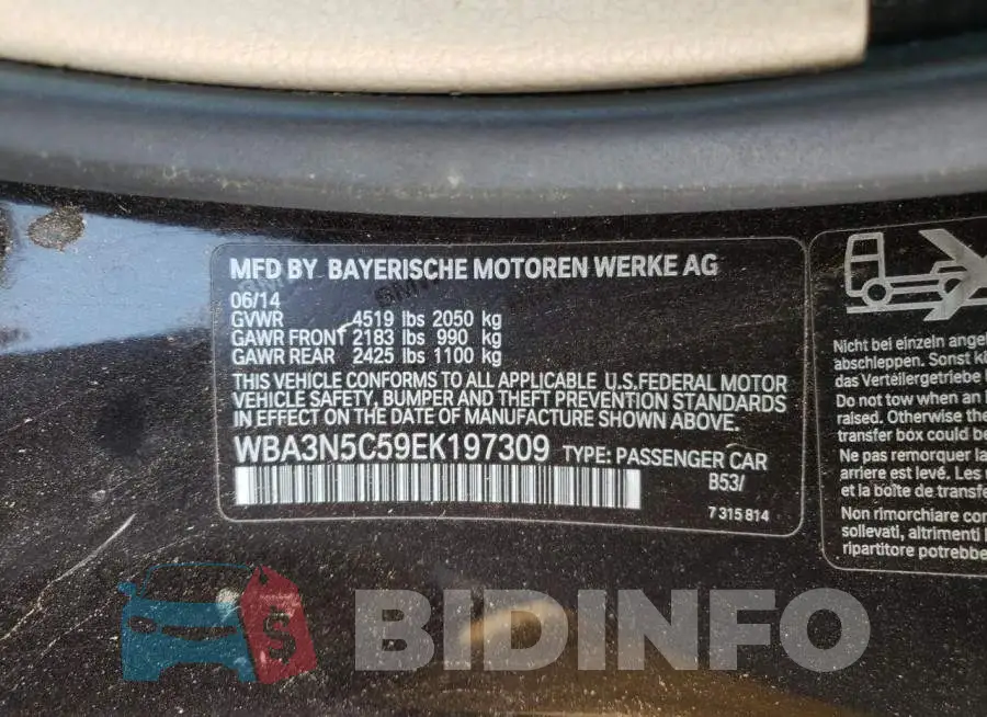 WBA3N5C59EK197309 Photo# 10