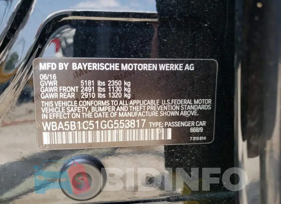 WBA5B1C51GG553817 Photo# 13