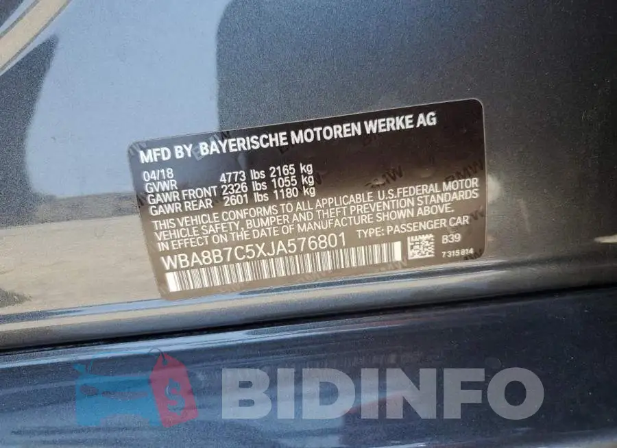 WBA8B7C5XJA576801 Photo# 12