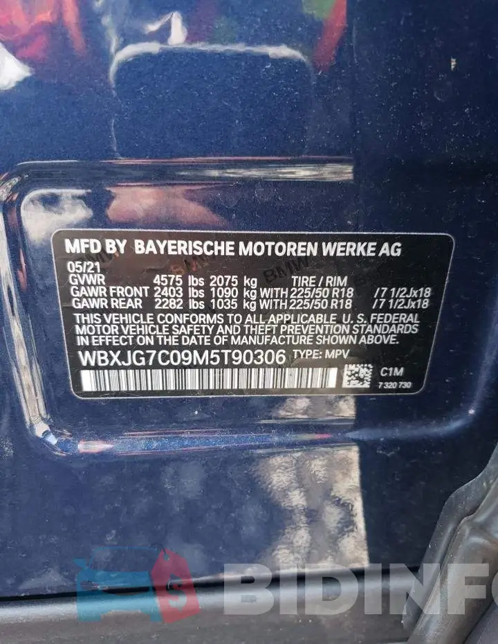 WBXJG7C09M5T90306 Photo# 13