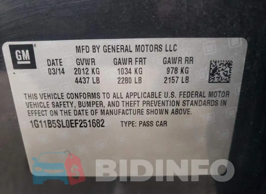 1G11B5SL0EF251682 Photo# 12