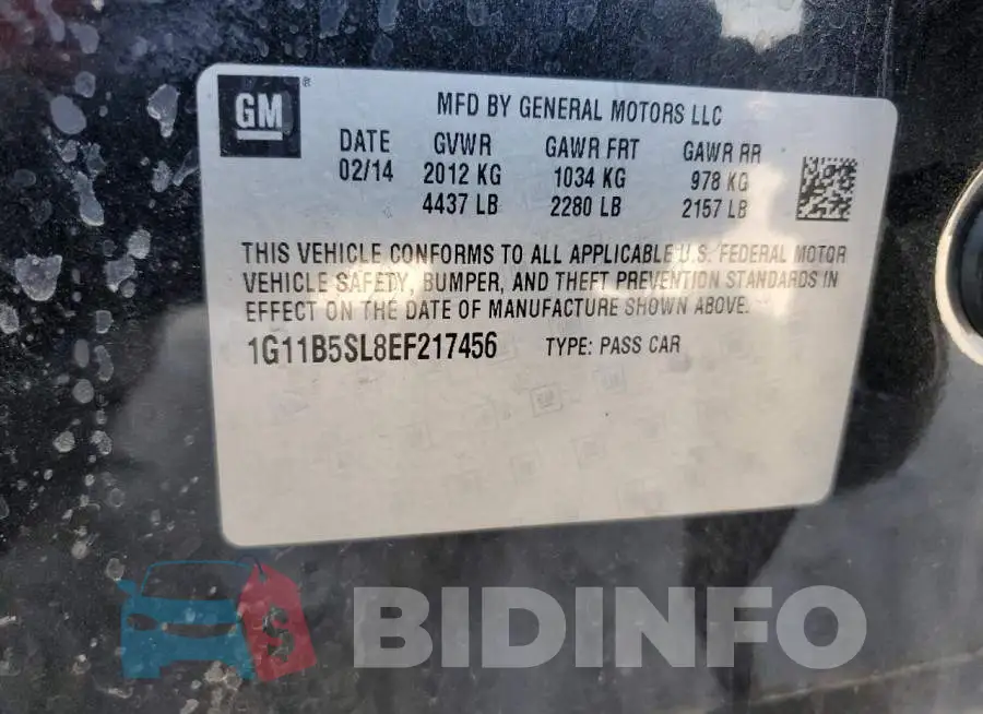 1G11B5SL8EF217456 Photo# 12