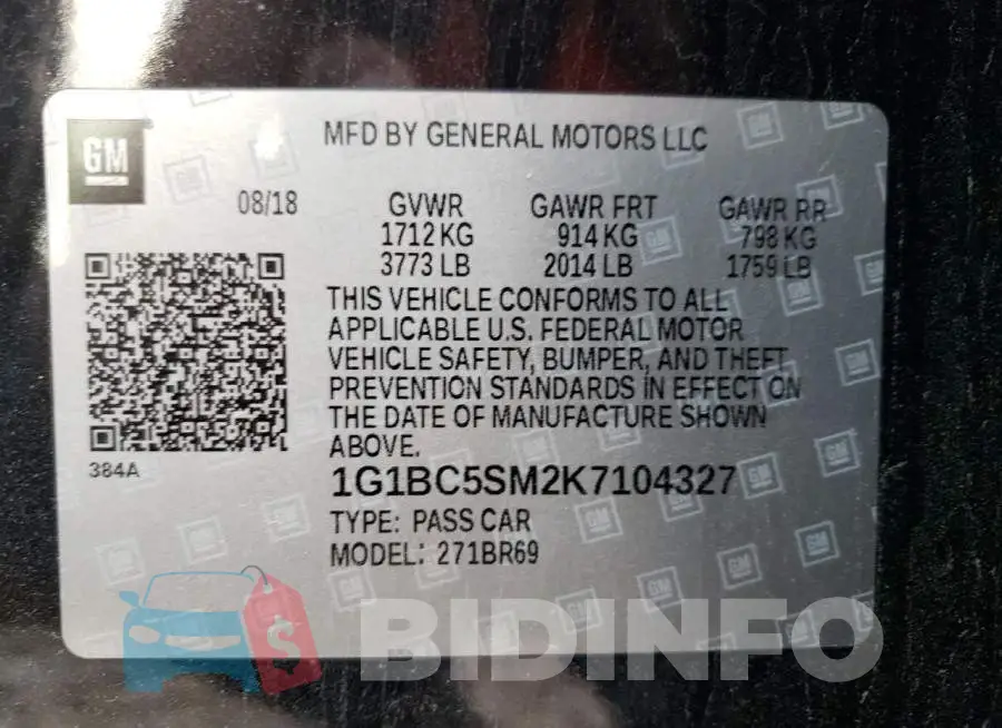 1G1BC5SM2K7104327 Photo# 12