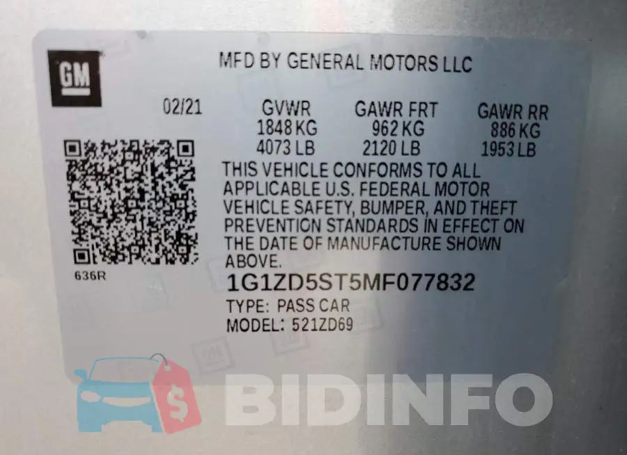 1G1ZD5ST5MF077832 Photo# 13