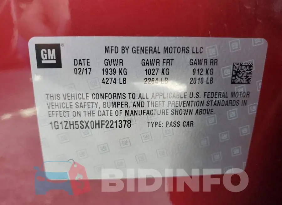1G1ZH5SX0HF221378 Photo# 12
