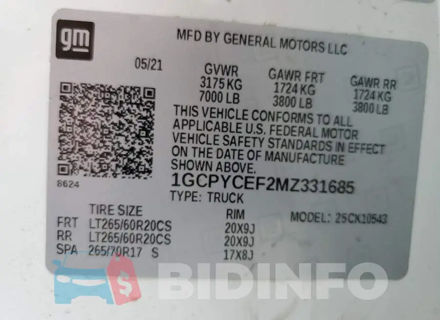 1GCPYCEF2MZ331685 Photo# 13