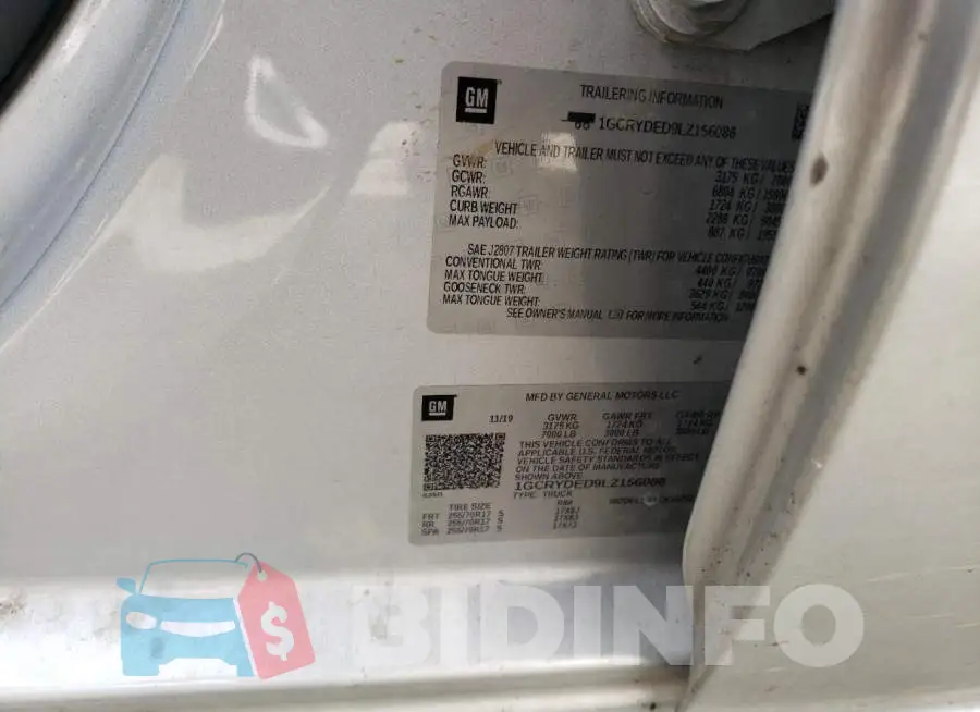 1GCRYDED9LZ156086 Photo# 12