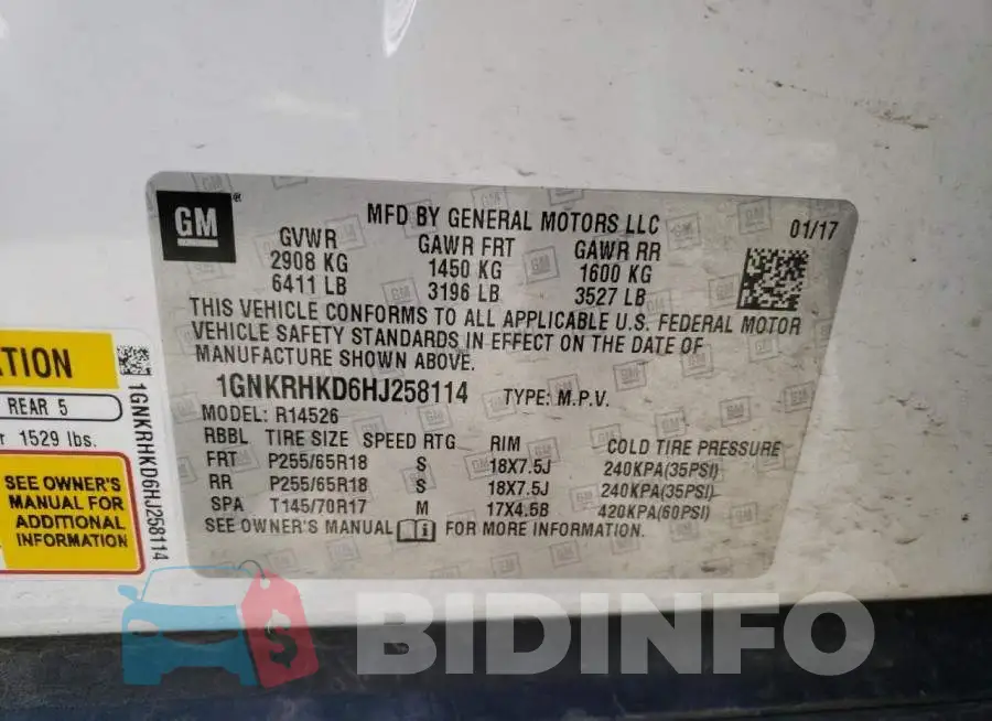 1GNKRHKD6HJ258114 Photo# 13