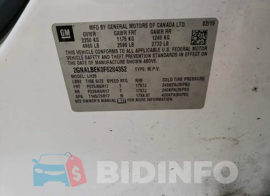 2GNALBEK0F6284352 Photo# 12