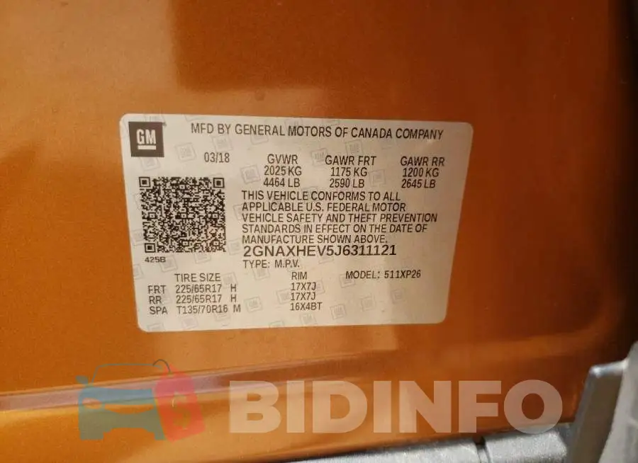 2GNAXHEV5J6311121 Photo# 12