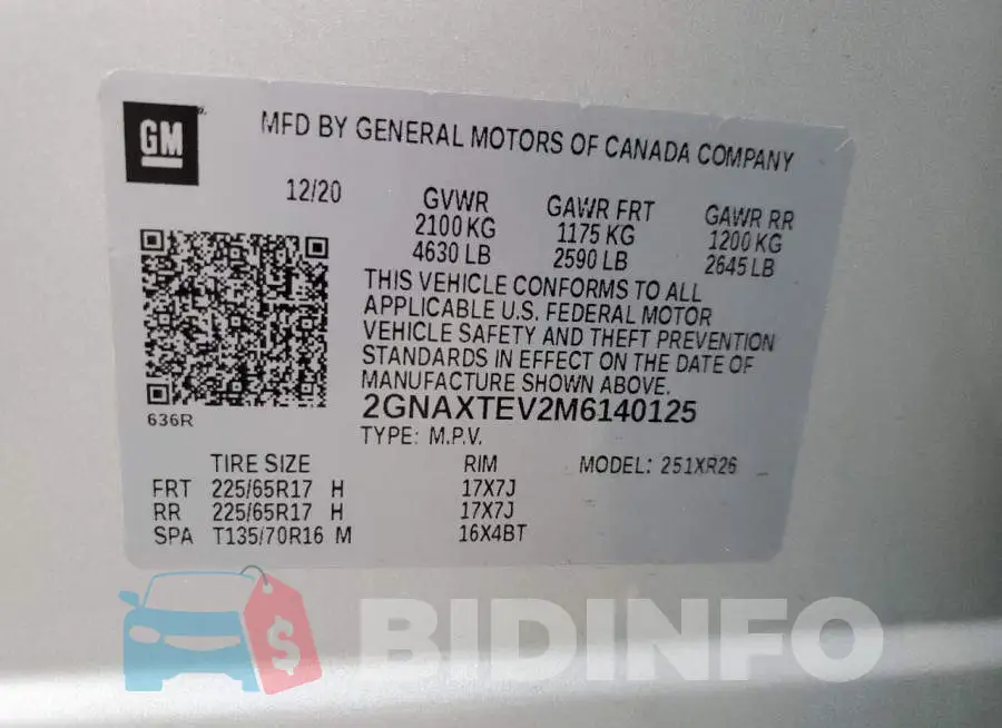 2GNAXTEV2M6140125 Photo# 14