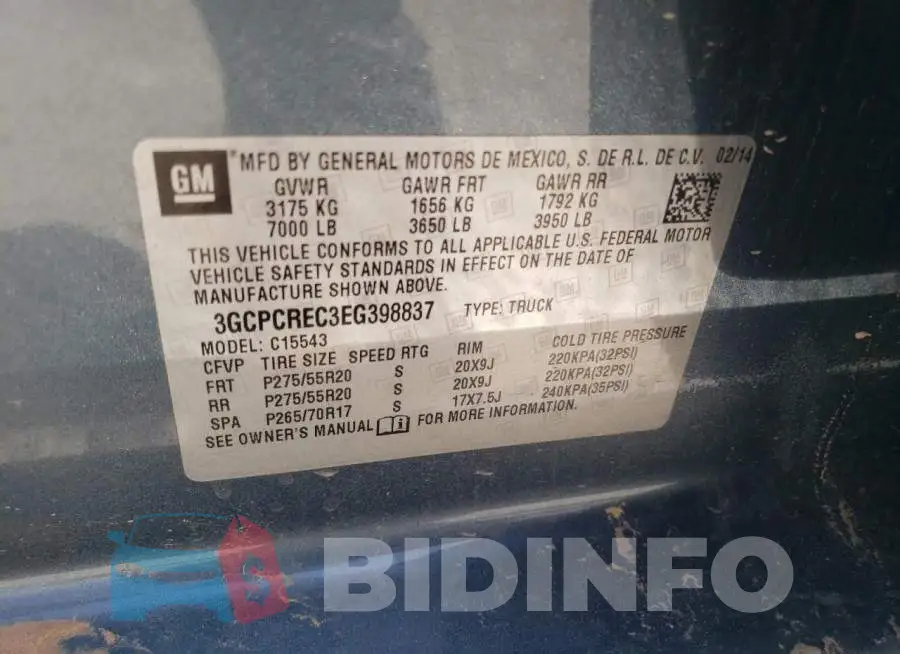 3GCPCREC3EG398837 Photo# 12