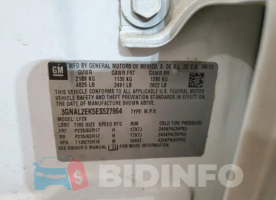 3GNAL2EK5ES527864 Photo# 13
