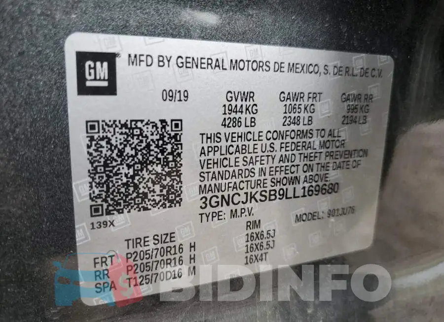 3GNCJKSB9LL169680 Photo# 13