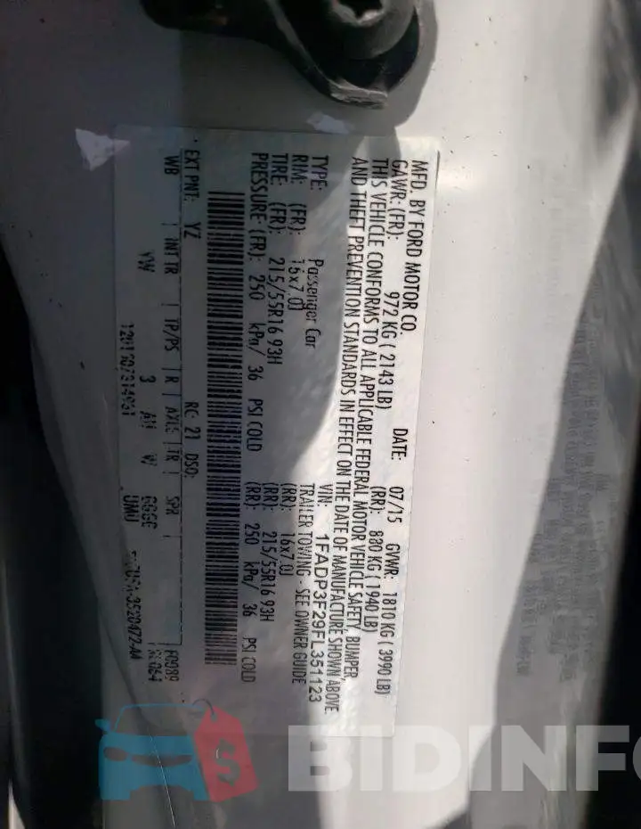 1FADP3F29FL351123 Photo# 12