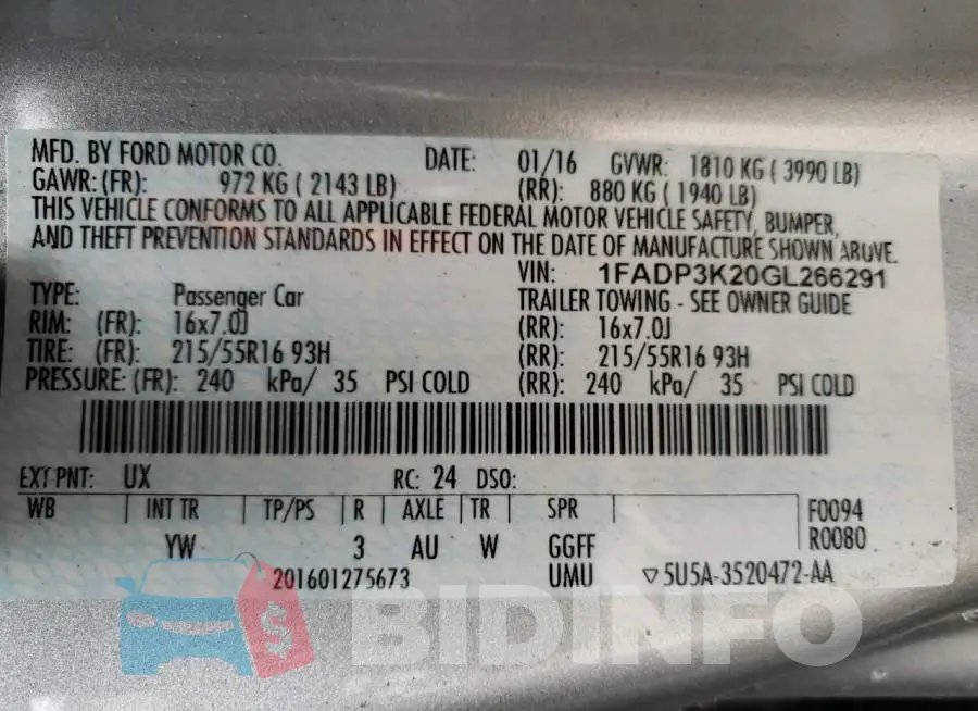 1FADP3K20GL266291 Photo# 12