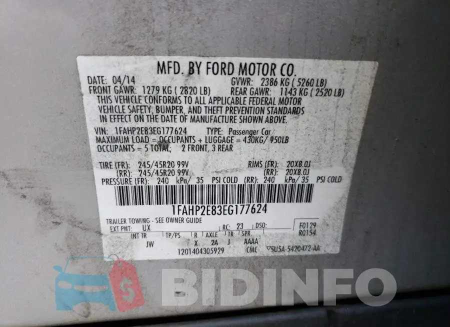 1FAHP2E83EG177624 Photo# 12