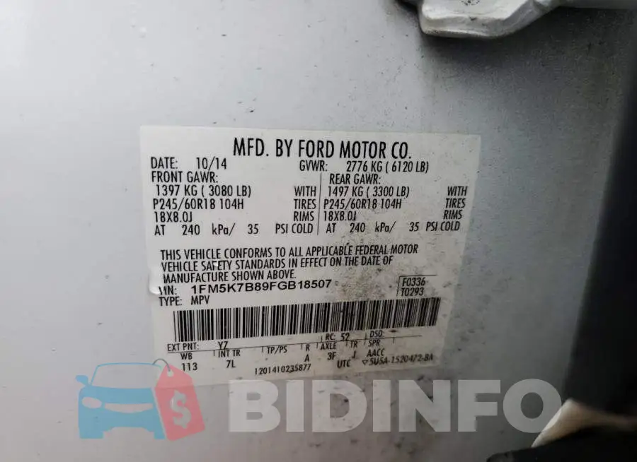 1FM5K7B89FGB18507 Photo# 12