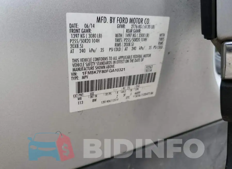 1FM5K7F80FGA10321 Photo# 13