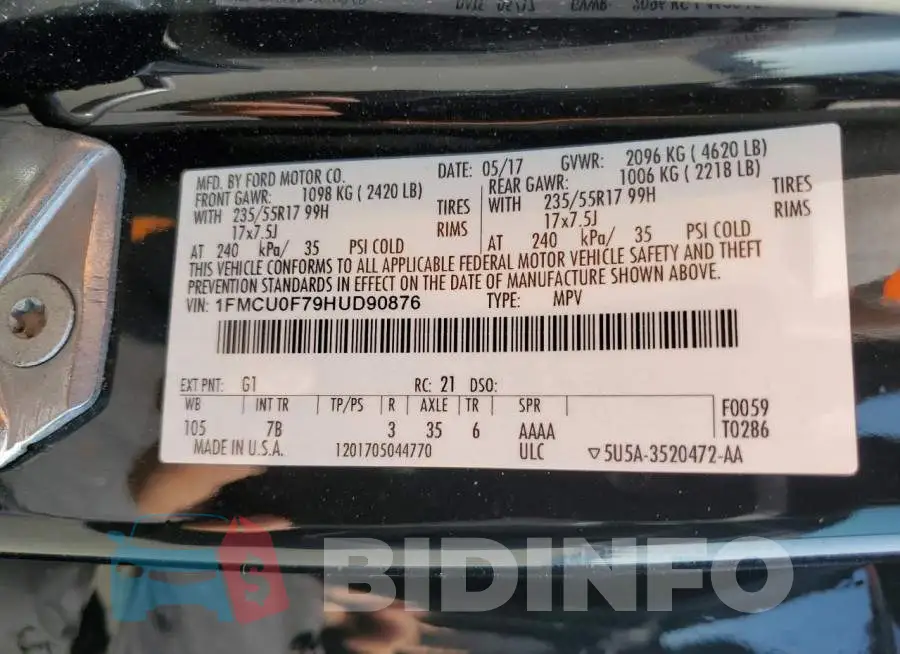 1FMCU0F79HUD90876 Photo# 12