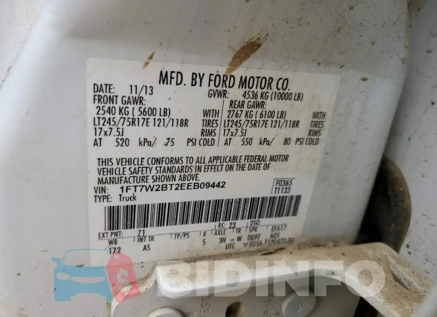 1FT7W2BT2EEB09442 Photo# 12