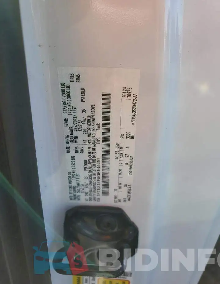 1FTEX1EF5GKE45451 Photo# 12