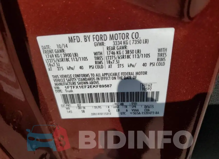 1FTFX1EF2EKF89587 Photo# 12