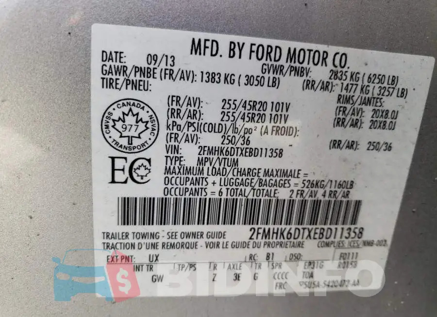 2FMHK6DTXEBD11358 Photo# 13