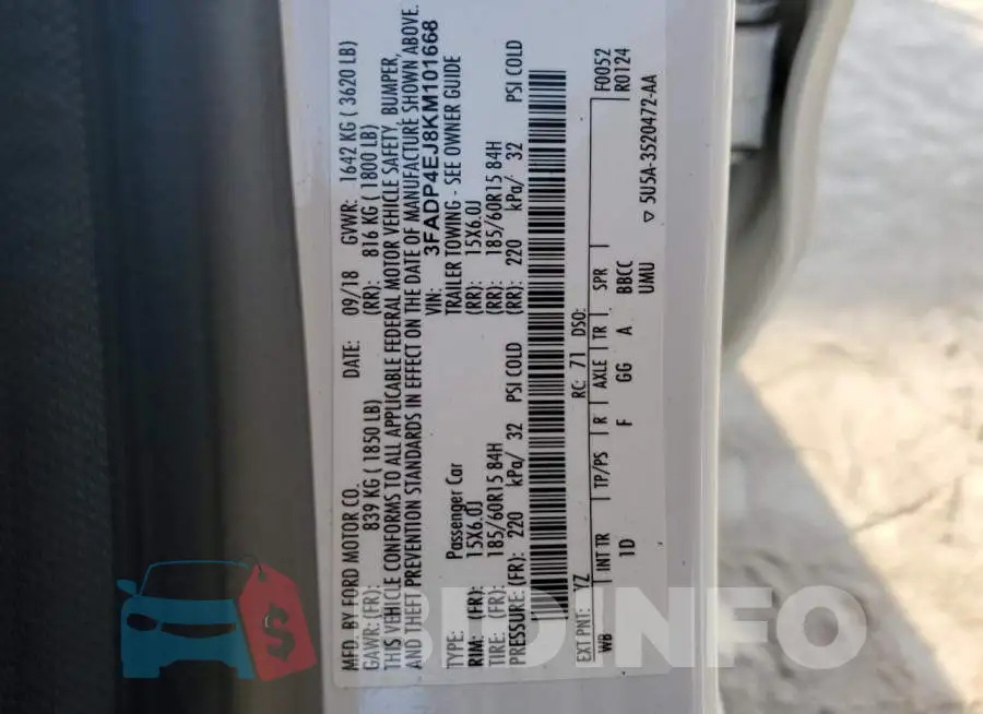 3FADP4EJ8KM101668 Photo# 12