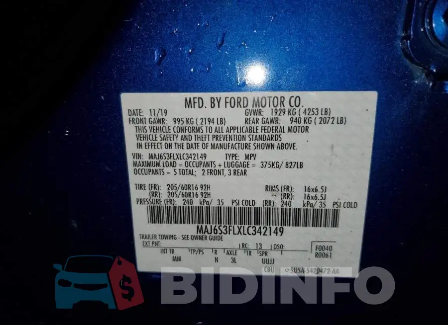 MAJ6S3FLXLC342149 Photo# 13