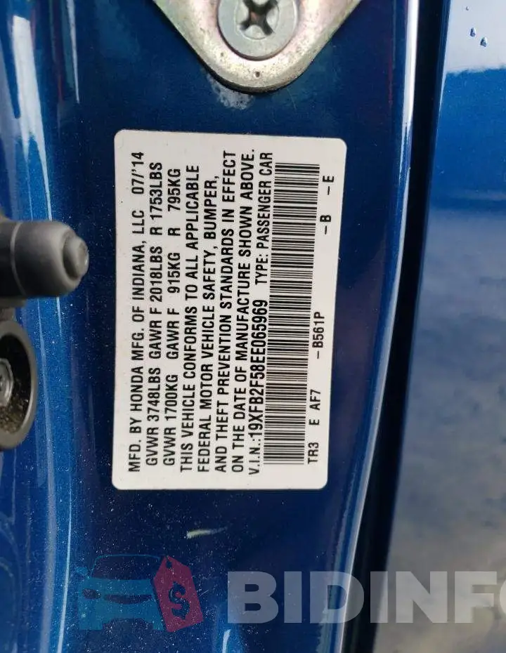 19XFB2F58EE065969 Photo# 12