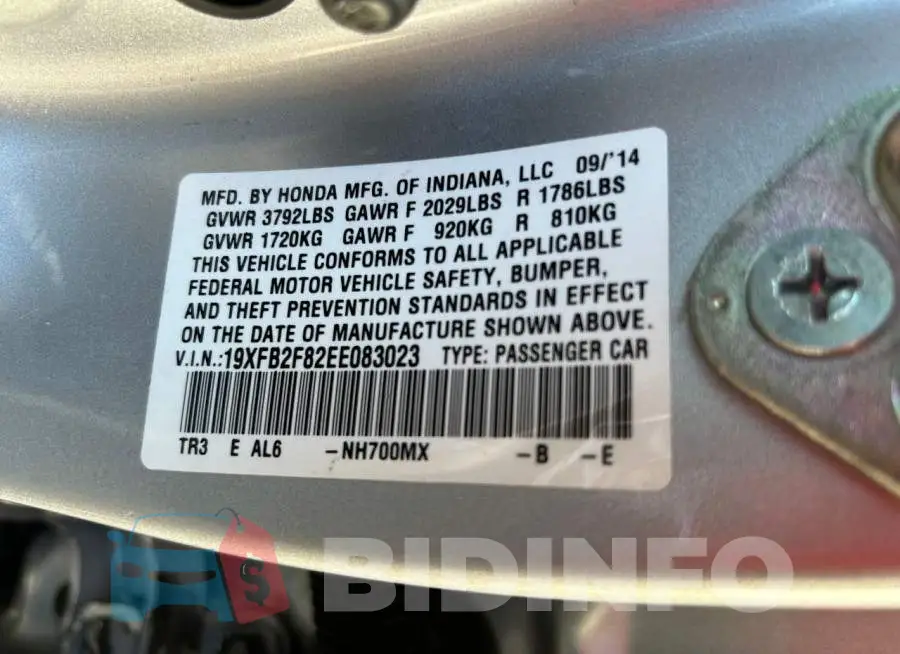 19XFB2F82EE083023 Photo# 10