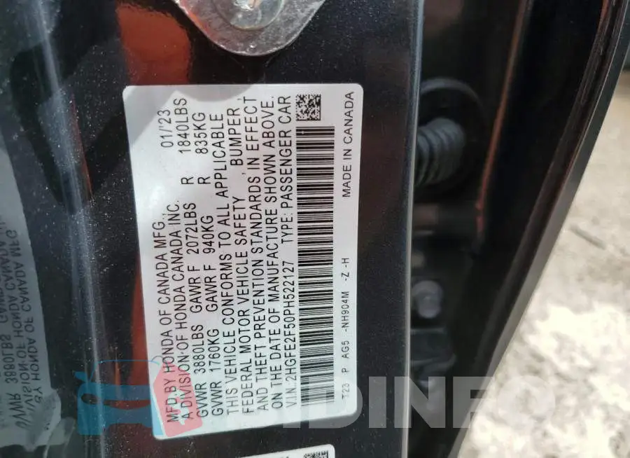 2HGFE2F50PH522127 Photo# 12