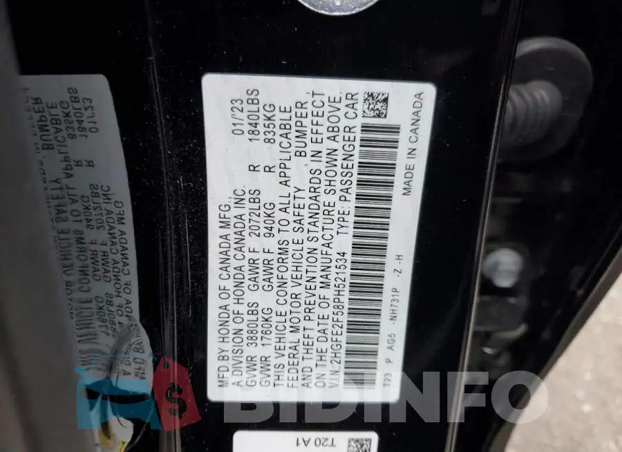 2HGFE2F58PH521534 Photo# 13