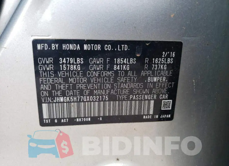 JHMGK5H77GX032175 Photo# 13